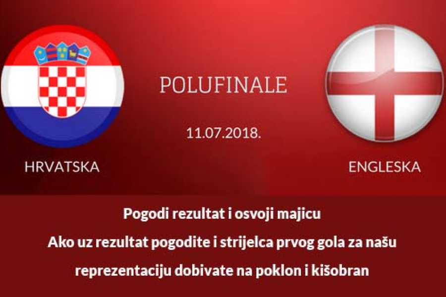 Svjetsko prvenstvo u nogometu: polufinale Hrvatska – Engleska